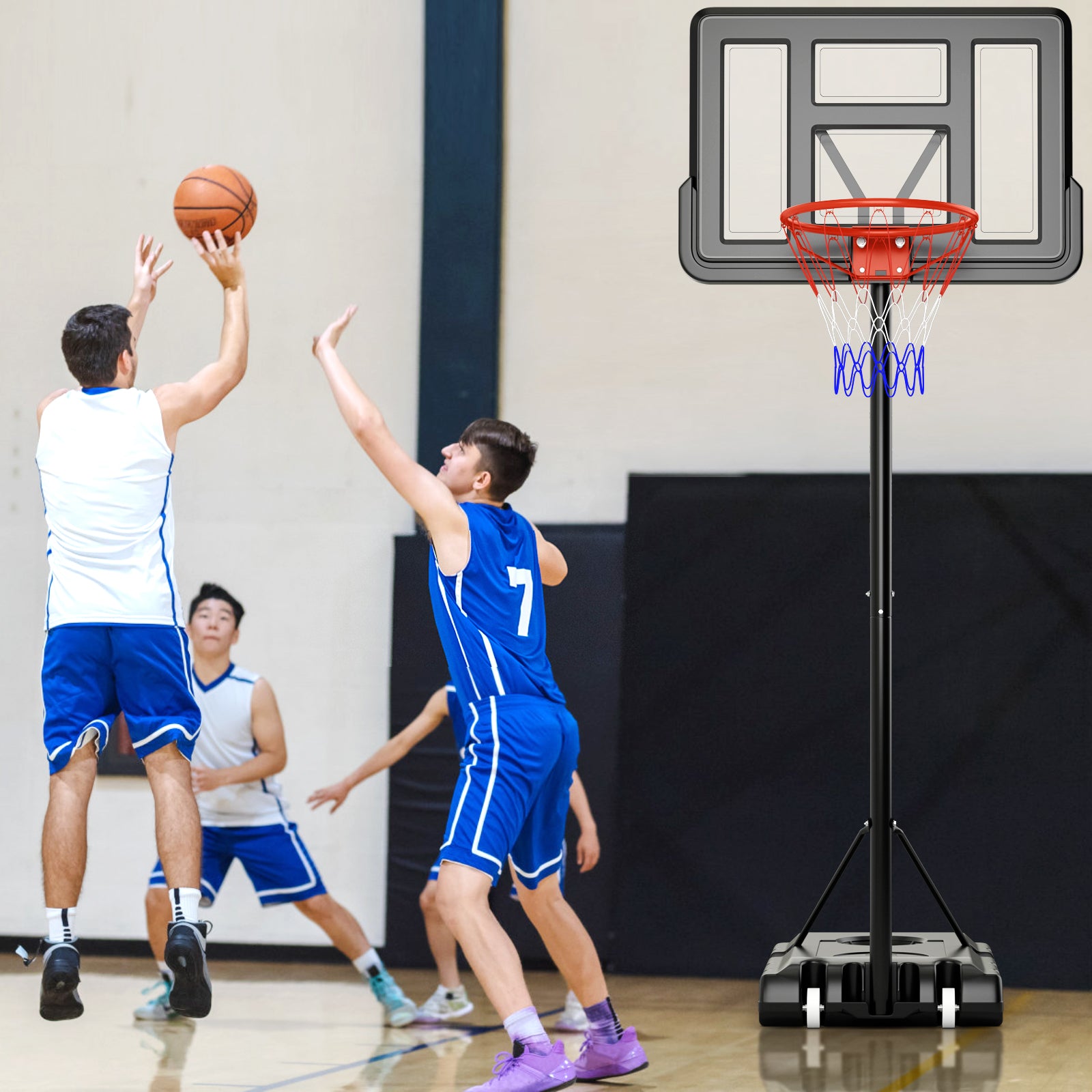 Feet Portable Basketball Hoop Adjustable with Wheels and Fill