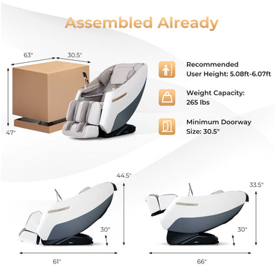 Spring Promo-Pre Order-Costway-2024 Model-3 Level Zero Gravity Full SL Track, Massage Chair With Heat-JL10029WL