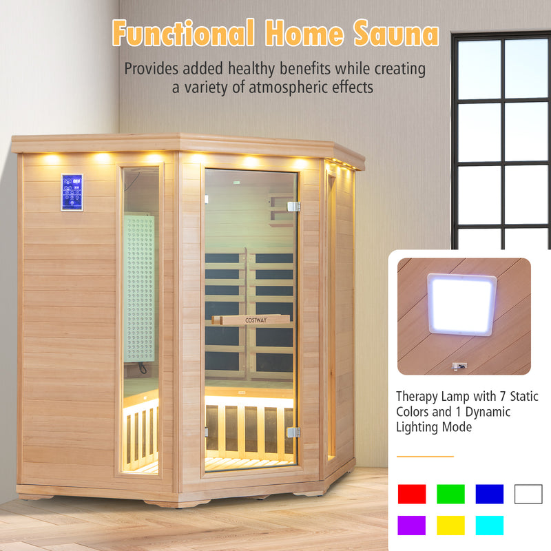 Mega Sale-Costway- 2024 Premium Corner 3D Full Spectrum Sauna With Red Light Therapy/ Far Infrared-App Controlled,Wifi Controlled Fully Loaded-Low EMF, JV11522US