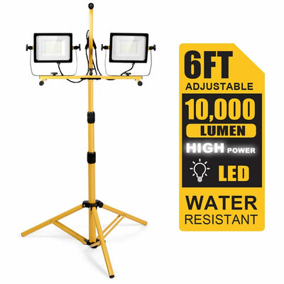 100 W 10 000 lm LED Dual-Head Work Light with Stand - Relaxacare