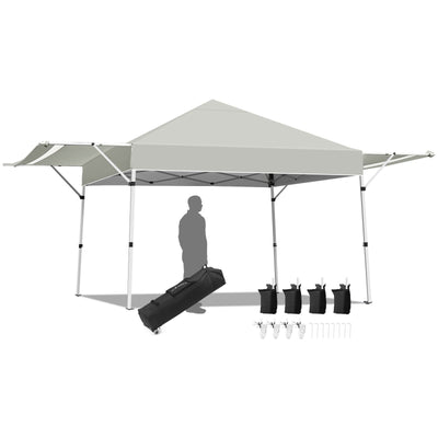 17 Feet x 10 Feet Foldable Pop Up Canopy with Adjustable Instant Sun Shelter-Gray - Relaxacare