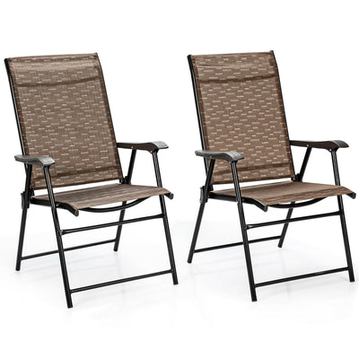 2 Pieces Outdoor Patio Folding Chair with Armrest for Camping Garden - Relaxacare