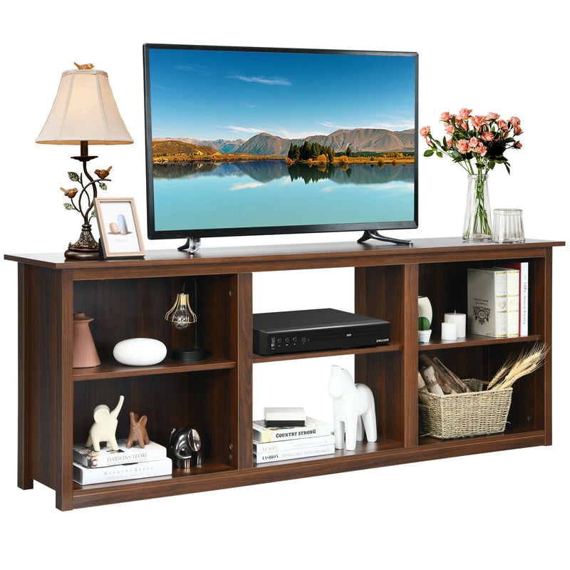 2-Tier Entertainment Media Console TV Stand-Walnut - Relaxacare