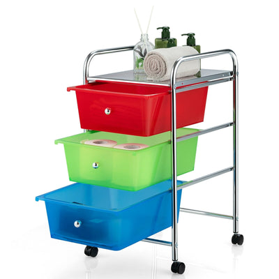 3-Drawer Rolling Storage Cart with Plastic Drawers for Office-RGB - Relaxacare