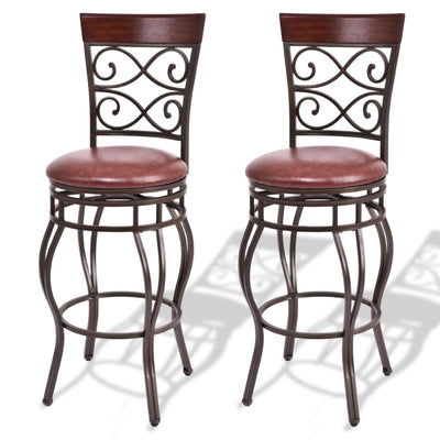 360 Degree Swivel Bar Stools Set of 2 with Leather Padded Seat - Relaxacare