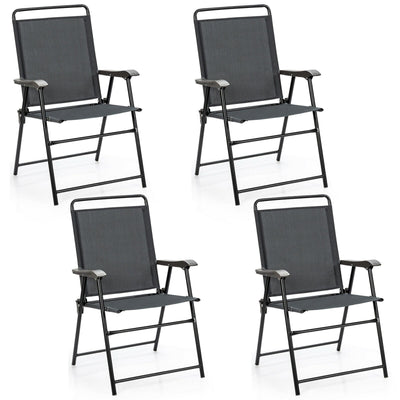 4 Pieces Portable Outdoor Folding Chair with Armrest - Relaxacare