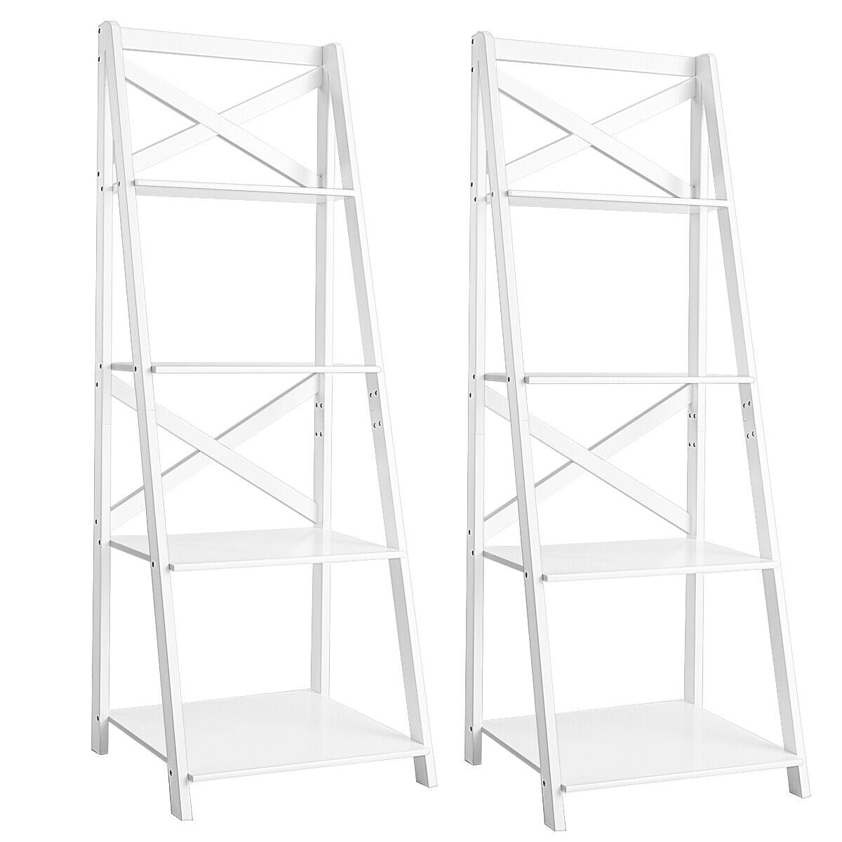 4Tier Wood Display Storage BookshelfWhite