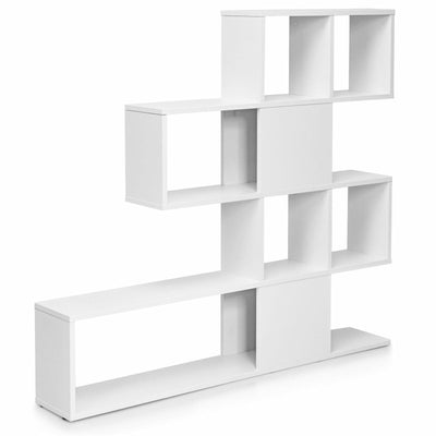 5-Tier Bookshelf Corner Ladder Bookcase with Storage Rack-White - Relaxacare