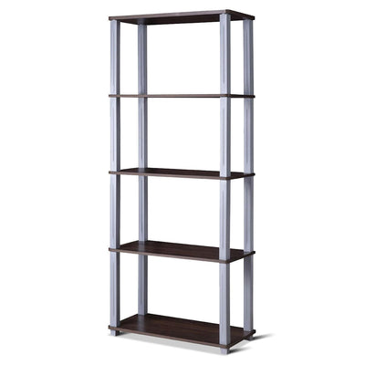 5-Tier Multi-Functional Storage Shelves Rack Display Bookcase-Walnut - Relaxacare