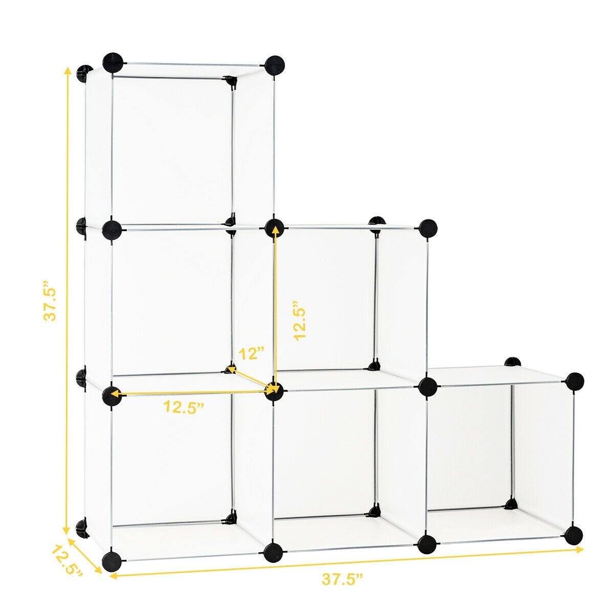 6 Cubes Storage Organizer with Rustproof Steel Frame for Indoor UseWh