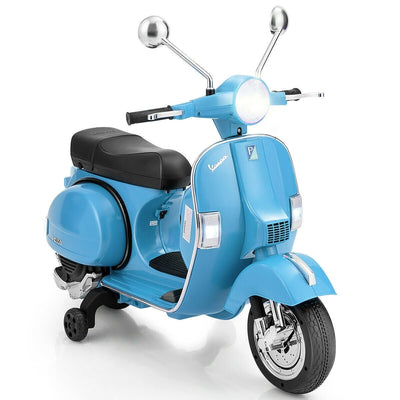 6V Kids Ride on Vespa Scooter Motorcycle with Headlight-Blue - Relaxacare