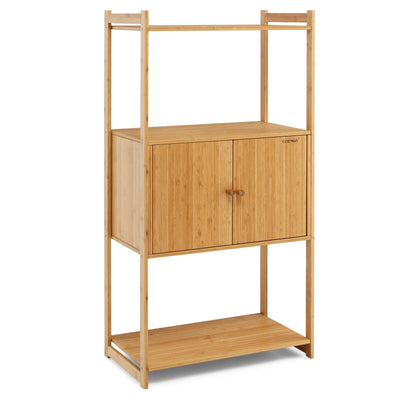 Bathroom Bamboo Storage Cabinet with 3 Shelves-Natural - Relaxacare