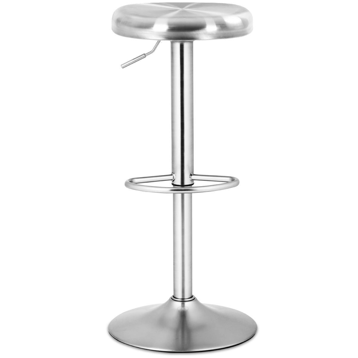 Brushed Stainless Steel Bar Stool Adjustable Height Round Top