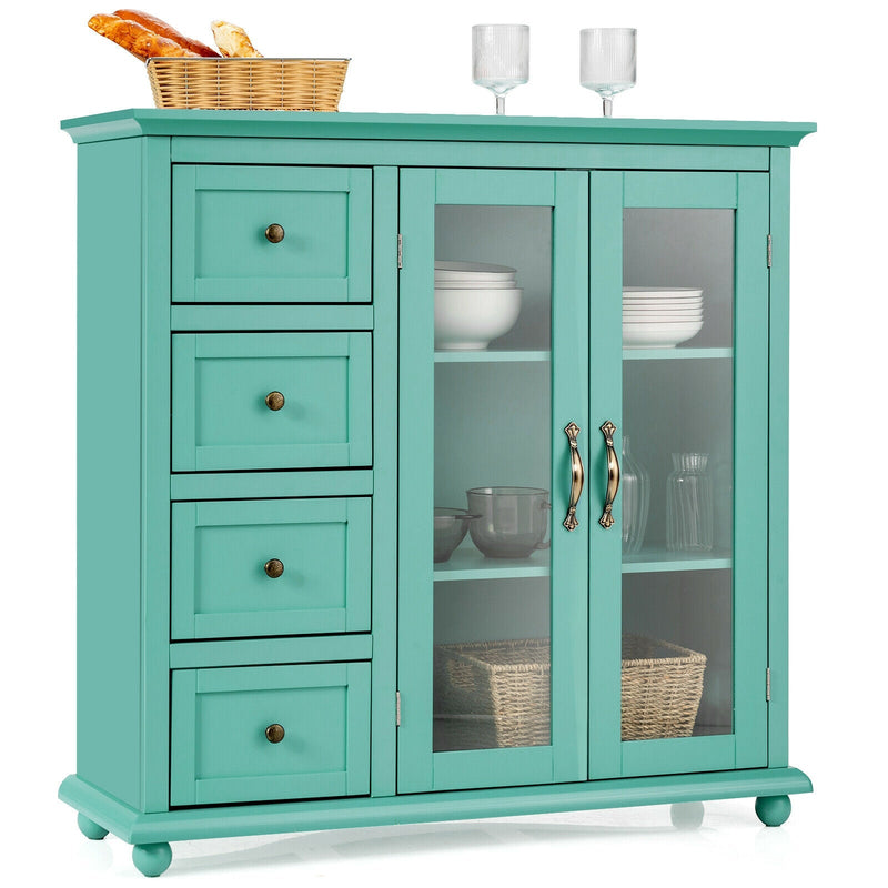 Buffet Sideboard Table Kitchen Storage Cabinet with Drawers and Doors-Green - Relaxacare