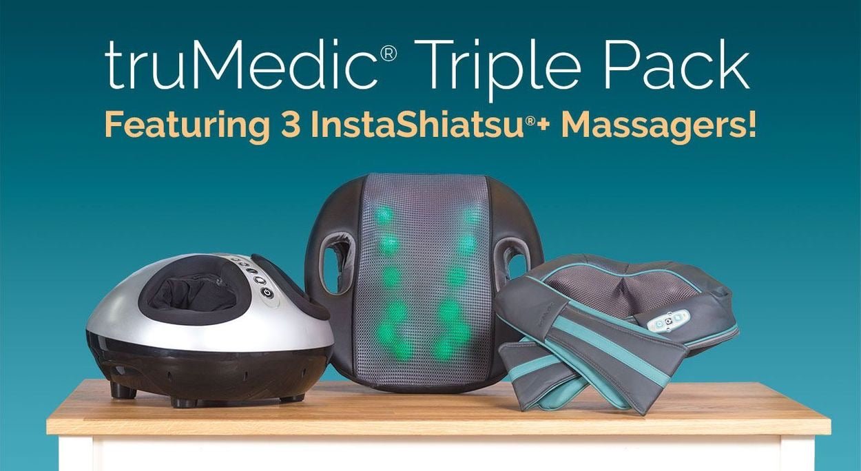 Combo Package-TruMedic Massager Bundle Pack Neck Massager, Foot Massager  and Back Massager