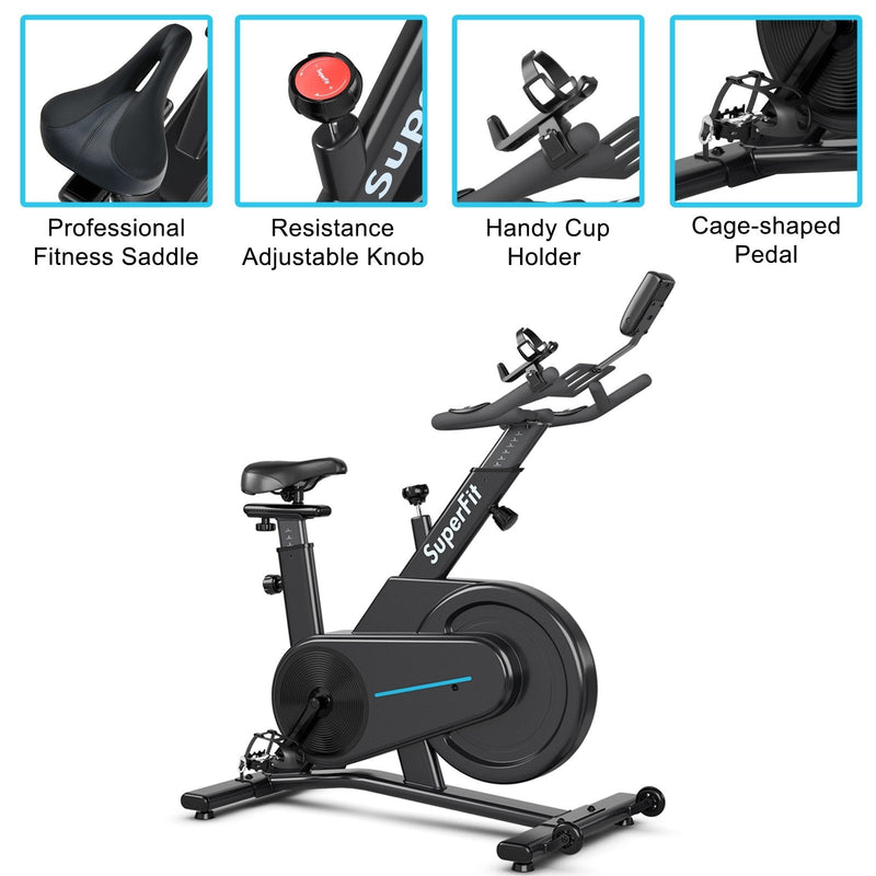 COSTWAY - Magnetic Exercise Bike with Adjustable Seat & Handle - Relaxacare