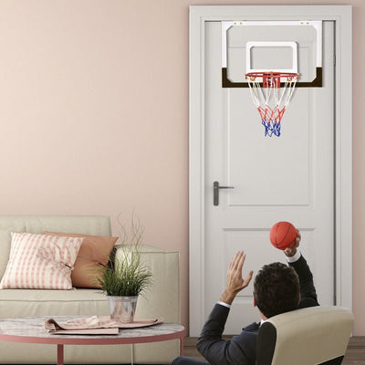 Costway-Over-The-Door Mini Basketball Hoop Includes Basketball & Hand Pump - Relaxacare