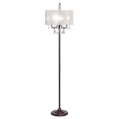 Elegant Sheer Shade Floor Lamp w/ Hanging Crystal LED Bulbs - Relaxacare