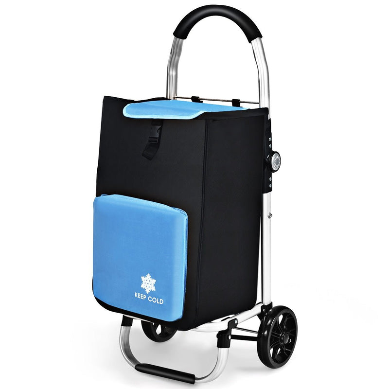 Folding Utility Shopping Trolley with Removable Bag-Blue - Relaxacare