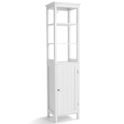 Freestanding Storage Cabinet With 3-Tier Shelf and Door for Bathroom-White - Relaxacare