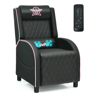 Massage Gaming Recliner Chair with Headrest and Adjustable Backrest for Home Theater-Pink - Relaxacare