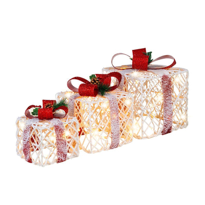 Open Box-Christmas gift box rattan snow light three-piece set - Relaxacare