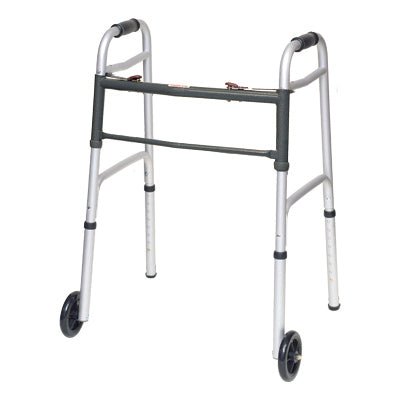 *PROBASICS - Aluminum Two-Button Release Folding Walker With Wheels - Relaxacare