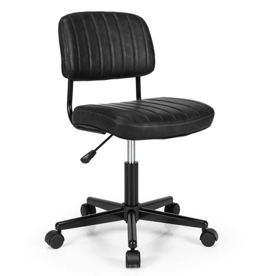 PU Leather Adjustable Office Chair Swivel Task Chair with Backrest-Black - Relaxacare