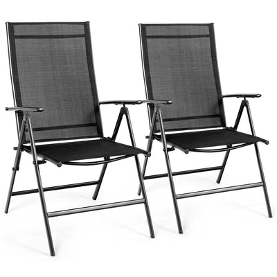 Set of 2 Adjustable Portable Patio Folding Dining Chair Recliner -Black - Relaxacare