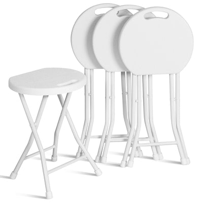 Set of 4 18 Inch Collapsible Round Stools with Handle - Relaxacare