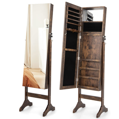 Standing Jewelry Cabinet with Full Length Mirror-Brown - Relaxacare