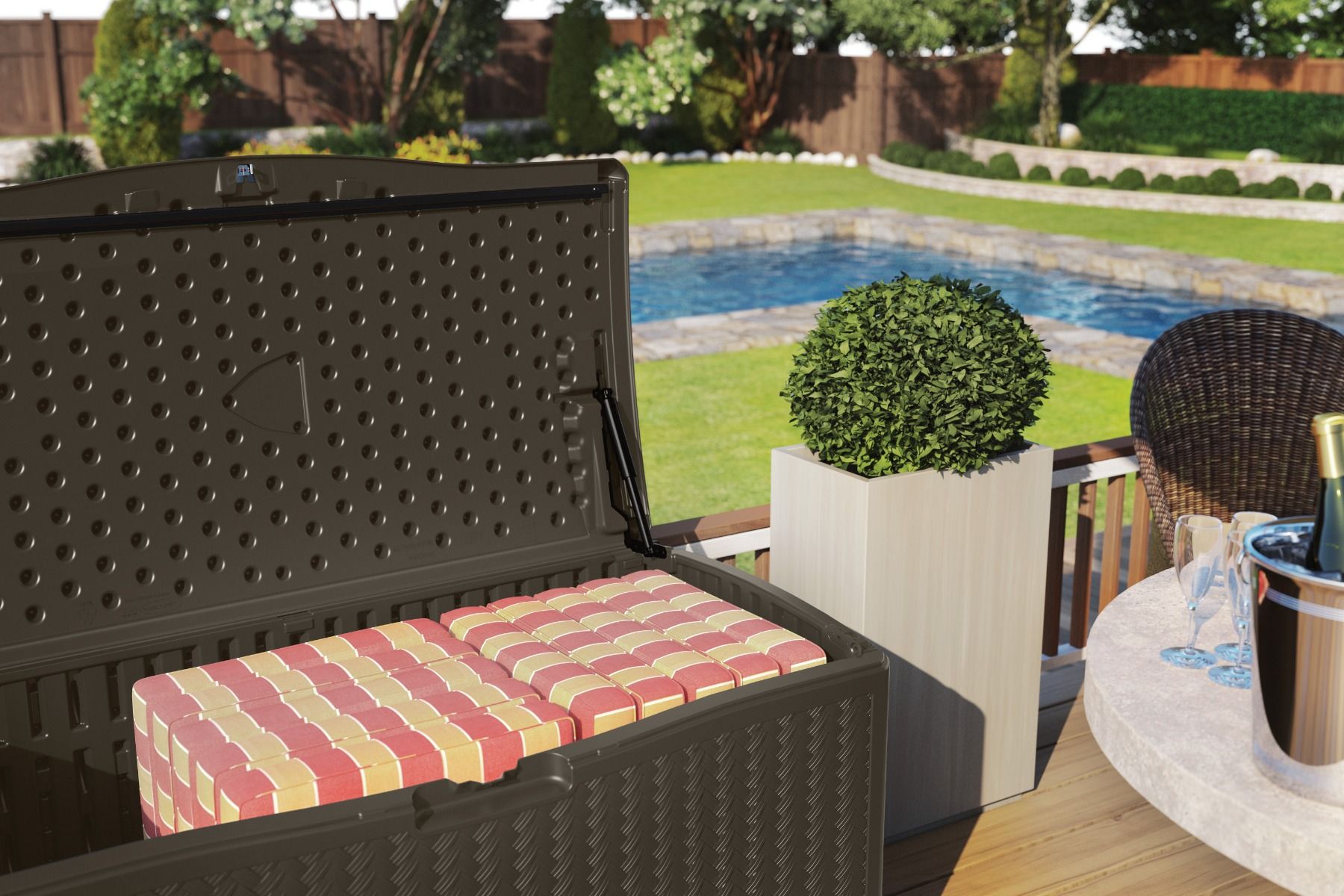 SunCast- Extra Large Deck Box - Java 124 Gallon