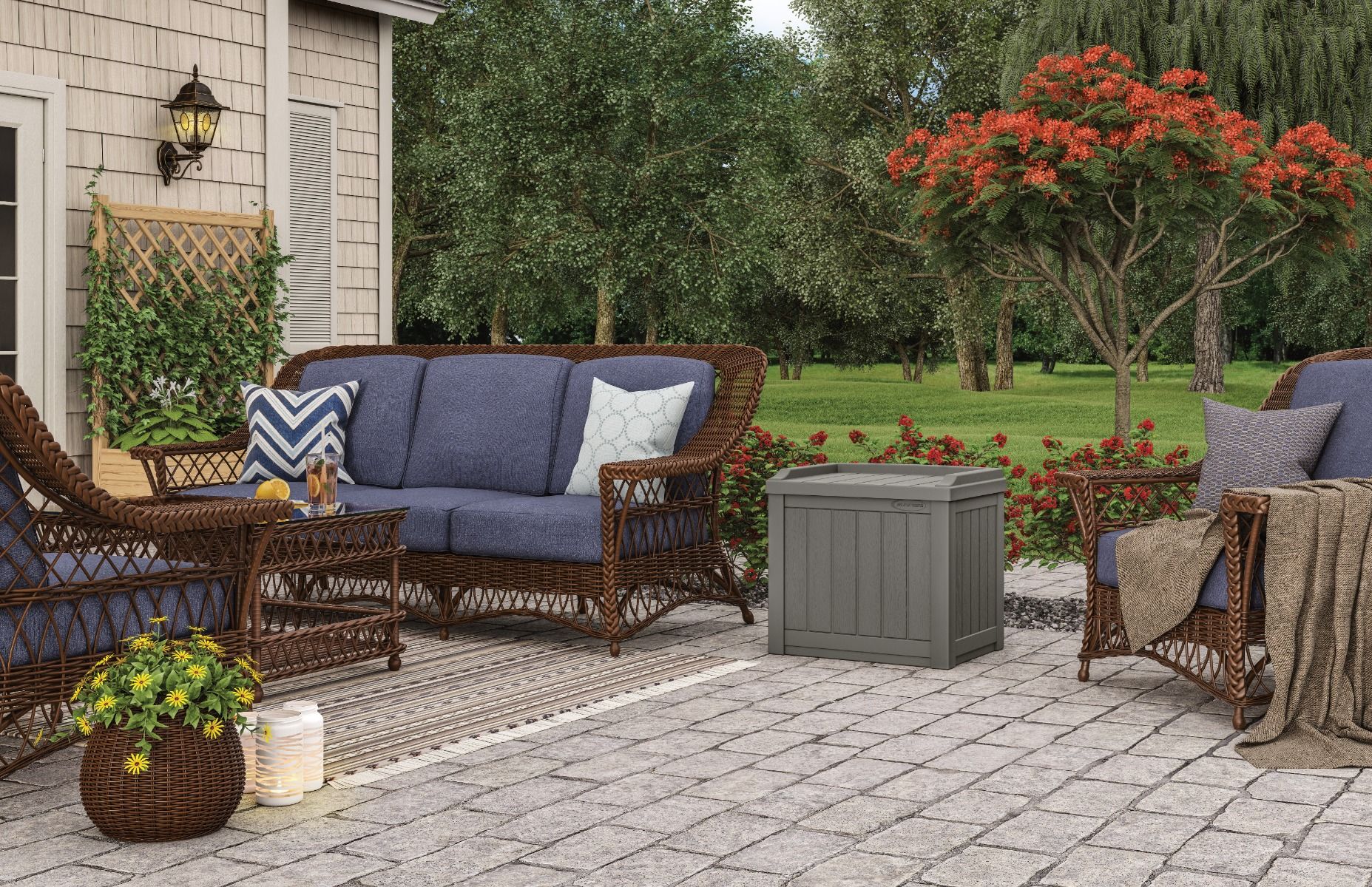 Garden Suncast Deck Box Seat SunCast- Small Deck Box With Storage