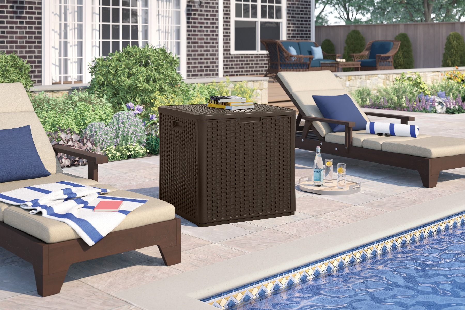 SunCast Wicker storage cube Java 60 gallon