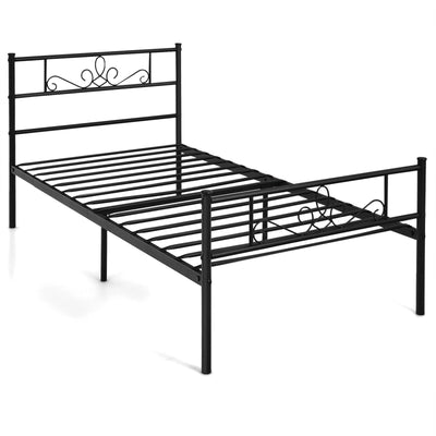 Twin/Full/Queen Size Metal Bed Frame with Headboard and Footboard-Twin Size - Relaxacare