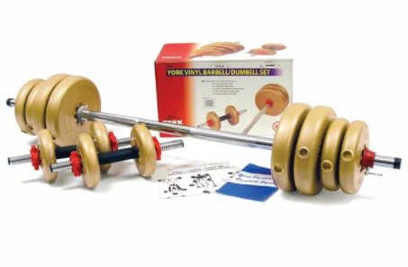 YORK FITNESS V210 Vinyl Barbell Dumbell Set