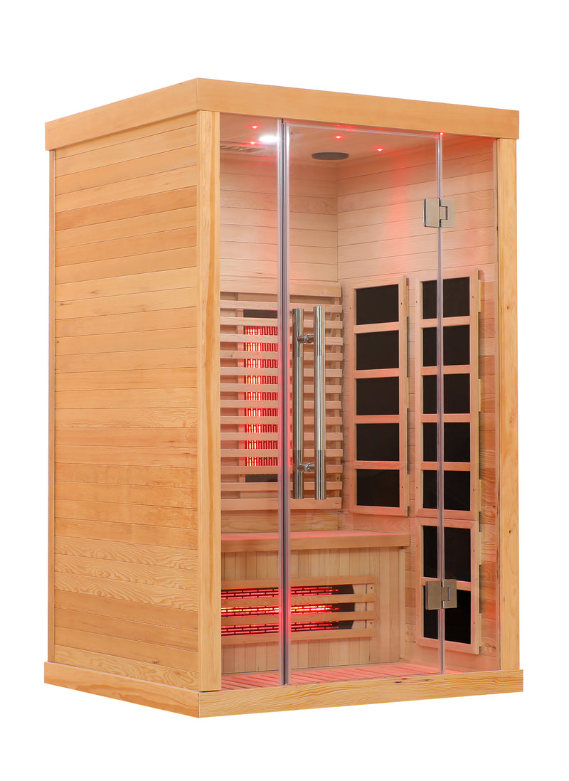 Blisspod Venetian 2-Person  Full Spectrum Indoor Premium Canadian Hemlock Low EMF Sauna 10 Heaters Chromotherapy Reflexology