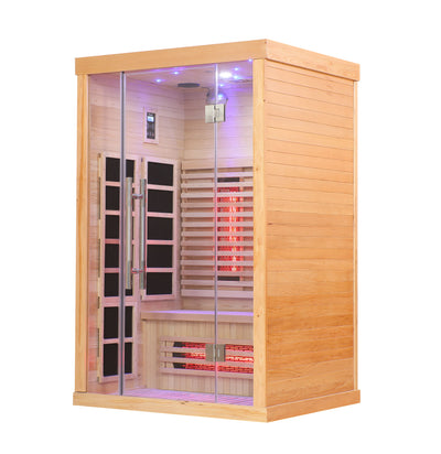 Blisspod Venetian 2-Person  Full Spectrum Indoor Premium Canadian Hemlock Low EMF Sauna 10 Heaters Chromotherapy Reflexology