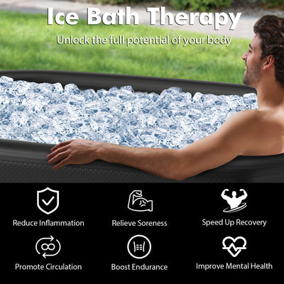 Costway- XL 129 Gal Oval Ice Bath Tub with Cover and Hand Pump for Athletes