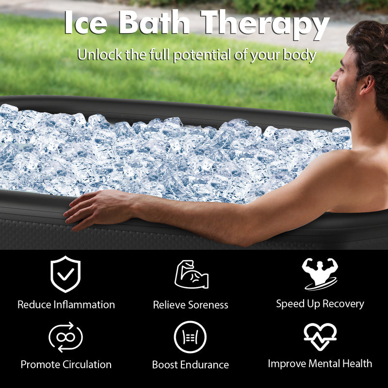 Costway- XL 129 Gal Oval Ice Bath Tub with Cover and Hand Pump for Athletes