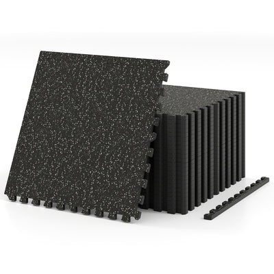 0.79 inch Thick Rubber Top Exercise Mat 48 Sq Ft with Boarders