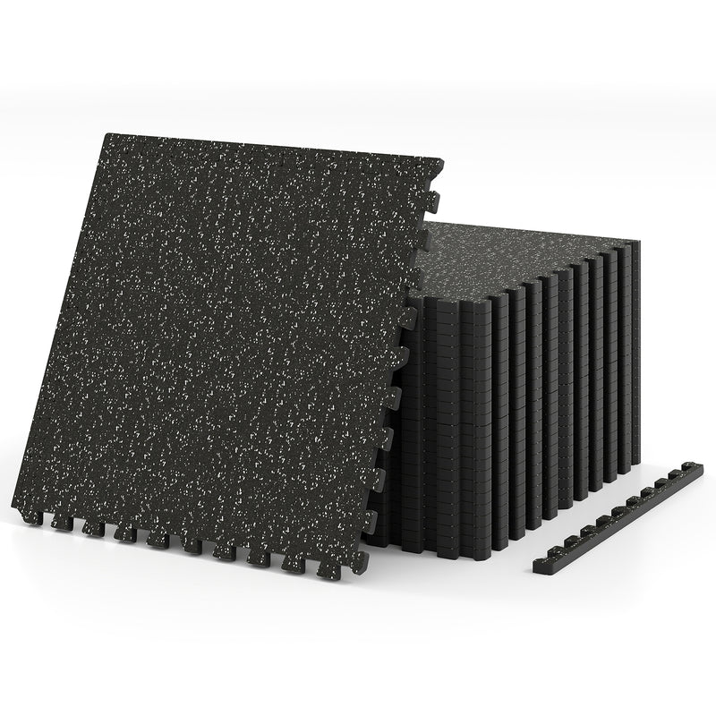 0.79 inch Thick Rubber Top Exercise Mat 48 Sq Ft with Boarders