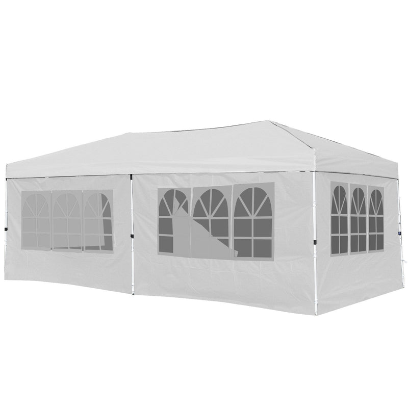 10 X 20 Feet Pop up Canopy Tent Instant Setup with 6 Sidewalls-White