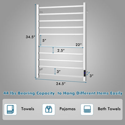 10-Bar Electric Stainless Steel Towel Warmer
