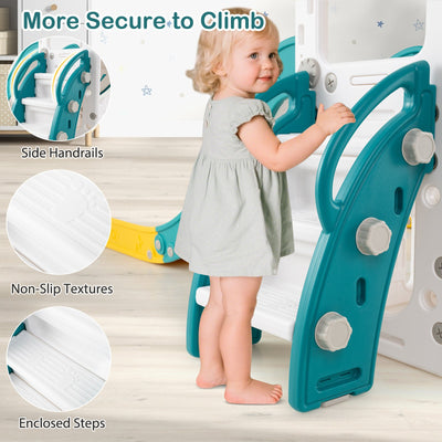 10-in-1 Toddler Slide and Swing Set with Double Slides and Tunnel-Yellow