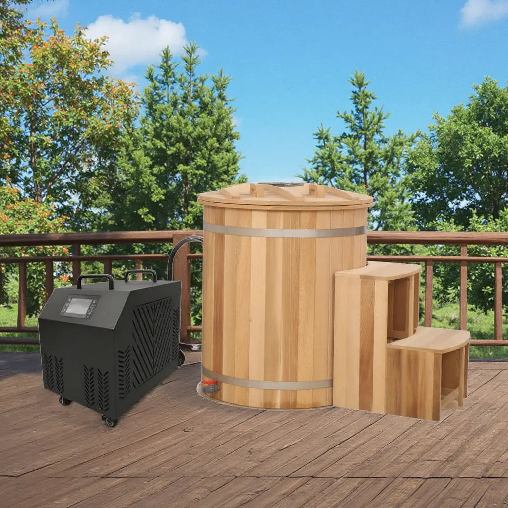 Round Red Cedar Round Red Cedar Cold Plunge Tub, Cold Plunge Barrel for Human