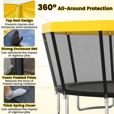 15 FT Outdoor Trampoline ASTM Compliant Recreational Trampoline with Non-Slip Ladder-Yellow