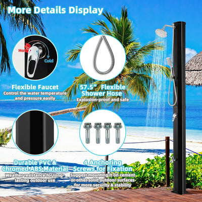 7.2 Feet 9.3 Gallon Solar Heated Shower with Hand and Foot Tap