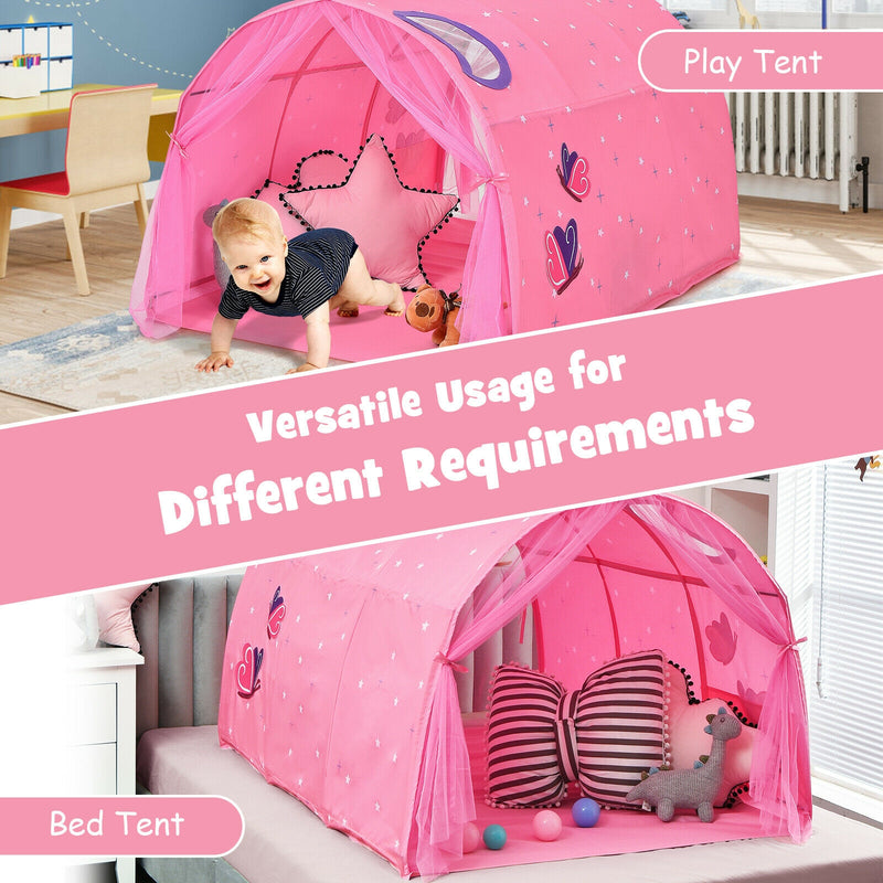 Kids Galaxy Starry Sky Dream Portable Play Tent with Double Net Curtain-Pink