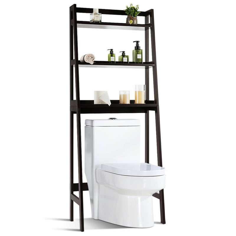 3-Shelf Over-The-Toilet Storage Organizer Rack-Brown